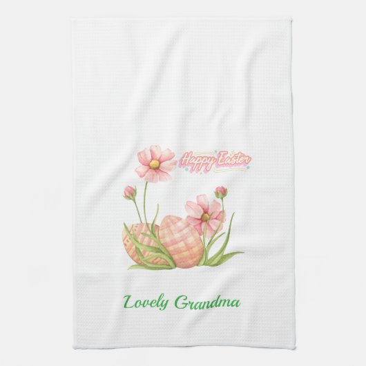 Watercolor Easter Egg Personalized Kitchen Towels Theedoek (Verticaal)