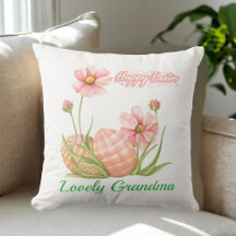 Watercolor Easter Egg Personalized Throw Pillow