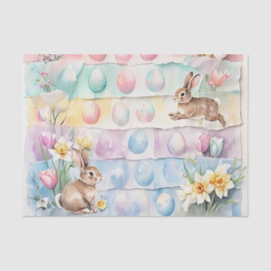 Watercolor Easter Eggs and Rabbits  Tissuepapier (Voorkant)