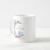 Watercolor Easter Hydrangea Wreath Cute Bunny Koffiemok (Voorkant links)