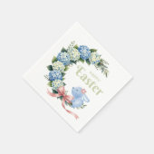 Watercolor Easter Hydrangea Wreath Cute Bunny Servet (Hoek)