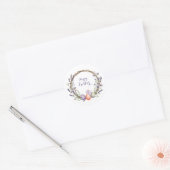 Watercolor Easter Lavender Wreath Eggs Cute Bunny Ronde Sticker (Envelop)