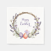 Watercolor Easter Lavender Wreath Eggs Cute Bunny Servet (Voorkant)