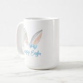 Watercolor Easter Rabbit Ears with Blue Bow Spring Koffiemok (Voorkant links)