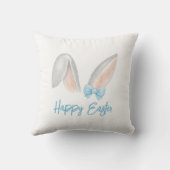 Watercolor Easter Rabbit Ears with Blue Bow Spring Kussen (Achterkant)