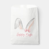 Watercolor Easter Rabbit Ears with Pink Bow Spring Bedankzakje (Voorkant)