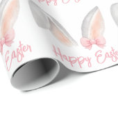 Watercolor Easter Rabbit Ears with Pink Bow Spring Cadeaupapier (Rol Hoek)
