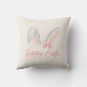 Watercolor Easter Rabbit Ears with Pink Bow Spring Kussen (Achterkant)