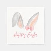 Watercolor Easter Rabbit Ears with Pink Bow Spring Servet (Voorkant)