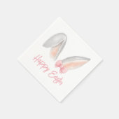 Watercolor Easter Rabbit Ears with Pink Bow Spring Servet (Hoek)
