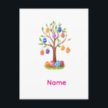 Watercolor Easter Tree with Hanging Decorated Eggs Briefkaart<br><div class="desc">A stunning watercolor illustration of a magical Easter tree adorned with colorful hanging eggs. With vibrant patterns and lush green leaves,  this whimsical spring design brings a festive and artistic touch to your collection. Perfect for planners,  water bottles,  or as a unique holiday gift.</div>