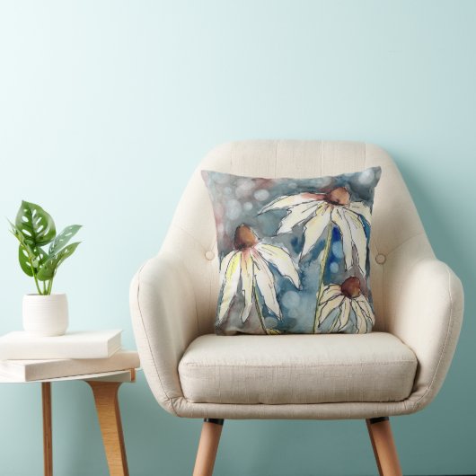 Watercolor Echinacea Accentkussen Kussen (Stoel)