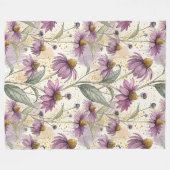 Watercolor Echinacea Purple & Gold Fleece Deken (Voorkant (Horizontaal))
