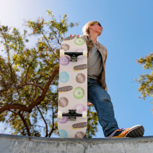 Watercolor Eclairs Donuts Pret Handgeschilderd Persoonlijk Skateboard