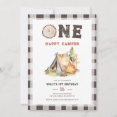 Watercolor één blij kampeerder 1e verjaardag kaart (Voorkant)