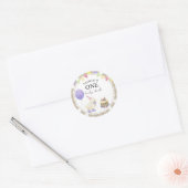 Watercolor eend 1e verjaardag ronde sticker (Envelop)