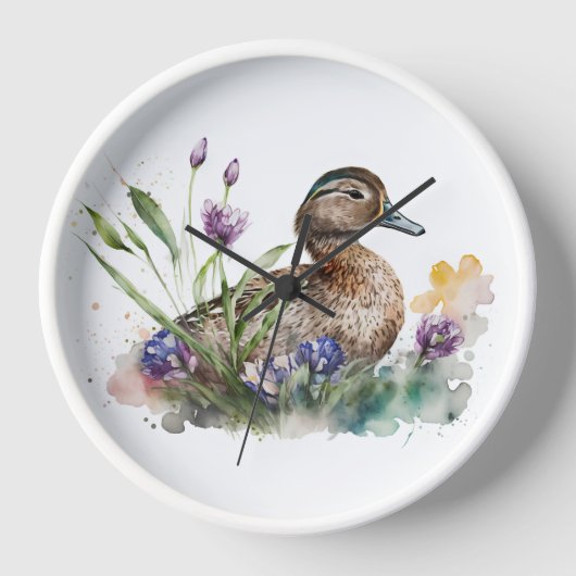 Watercolor eend in bloemen (Voorkant)