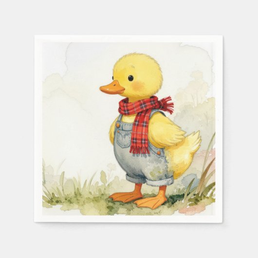 Watercolor Eend in Overall Servet (Voorkant)