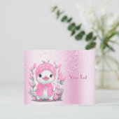 Watercolor Eend Roze Bloemen Ansichtkaart Briefkaart (Staand voorkant)