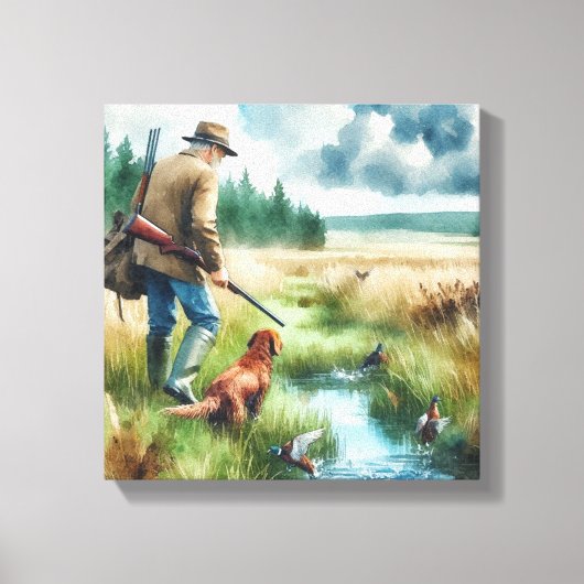Watercolor Eendjager op Canvasprint Canvas Afdruk (Voorkant)