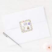 Watercolor eendje 1e verjaardag vierkante sticker (Envelop)
