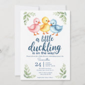 Watercolor Eendje Baby Shower Uitnodiging (Voorkant)