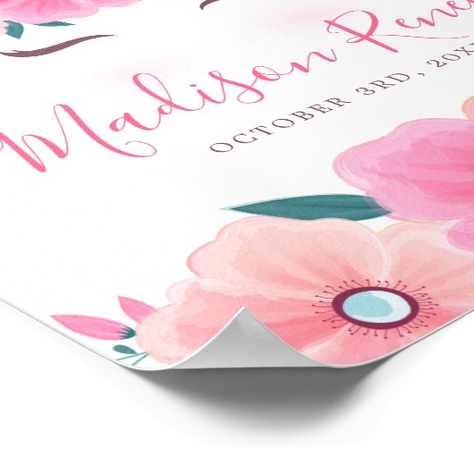 Watercolor Eenhoorn Gezicht Bloemsterren Baby Poster (Hoek)