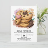 Watercolor Eenvoudige Chique Koekjes Verjaardag Kaart (Staand voorkant)
