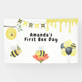 Watercolor eerste Bee Day verjaardagsfeestje Spandoek
