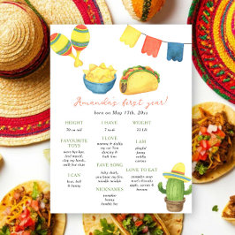Watercolor Eerste Fiesta Mijlpalen Verjaardag Poster