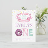 Watercolor Eerste Verjaardag Donut Kaart (Staand voorkant)