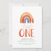 Watercolor Eerste Verjaardag Modern Boho Regenboog Kaart (Voorkant)