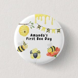 Watercolor eerste Verjaardag van de Bij verjaardag Ronde Button 3,2 Cm