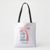 Watercolor Eet Strand Slaap Herhaal Palmboom Boods Tote Bag (Voorkant)