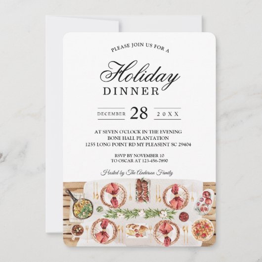 Watercolor Eettafel | Feestelijke Dinner Kaart (Voorkant)