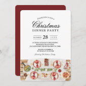 Watercolor Eettafel | Kerst Diner Kaart (Voorkant / Achterkant)