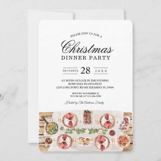 Watercolor Eettafel | Kerst Diner Kaart (Voorkant)