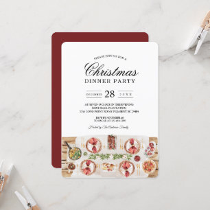 Watercolor Eettafel Kerst Diner Kaart