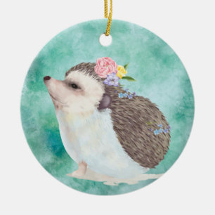 Watercolor Egel Keramisch Ornament