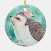 Watercolor Egel Keramisch Ornament (Achterkant)