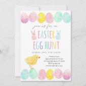 Watercolor Eieren Kuiken Paasjacht Kaart (Voorkant)