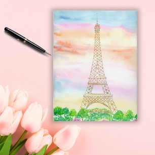 Watercolor Eiffeltoren tijdens zonsondergang Parij Briefkaart