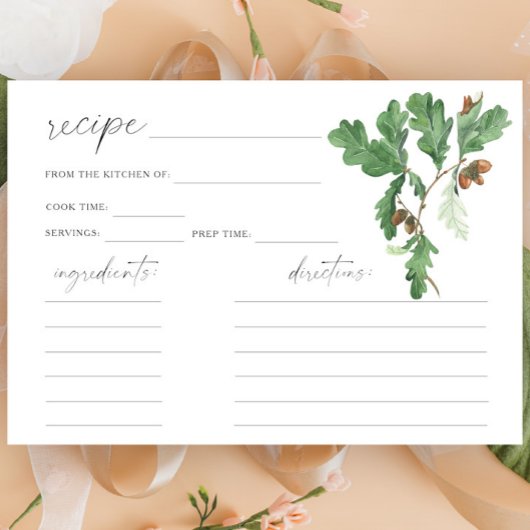 Watercolor eikel tak - recept kaart