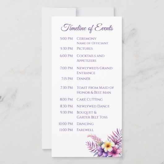 Watercolor Eiland Romantiek- Huwelijksprogramma- (Achterkant)