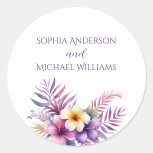Watercolor Eiland Romantiek- Trouwstickers Ronde Sticker