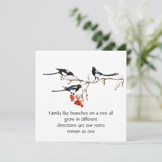 Watercolor Ekster Familie Citaten Dieren Natuur   Kaart (Staand voorkant)