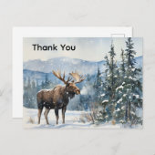 Watercolor Eland in Sneeuw Bedankt  Briefkaart (Voorkant / Achterkant)