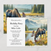 Watercolor Eland Verjaardagsfeestje Kaart (Voorkant / Achterkant)