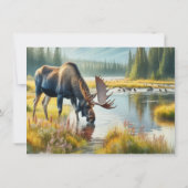 Watercolor Eland Verjaardagsfeestje Kaart (Achterkant)