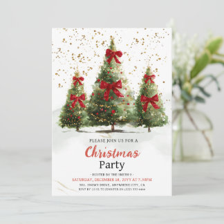 Watercolor Elegant Christmas Tree Christmas Party  Kaart